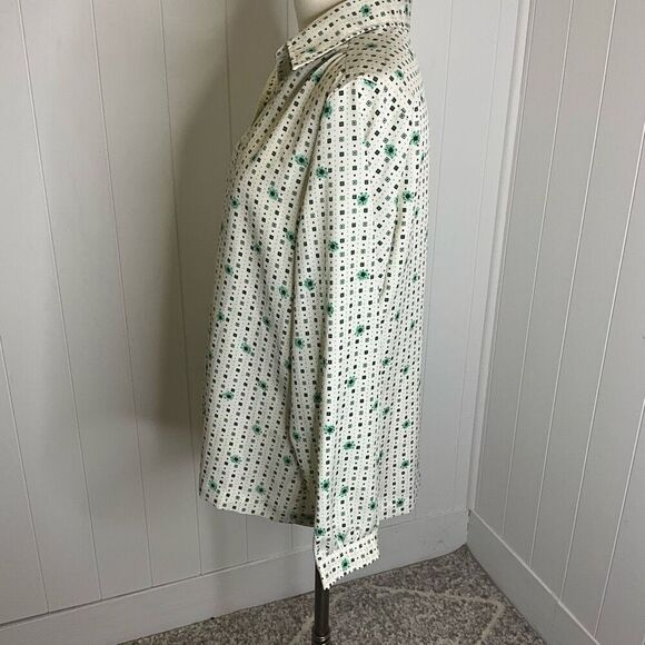 Vintage Montgomery Ward Women's Large White Floral Button Down Shirt Long Sleeve - Picture 9 of 12